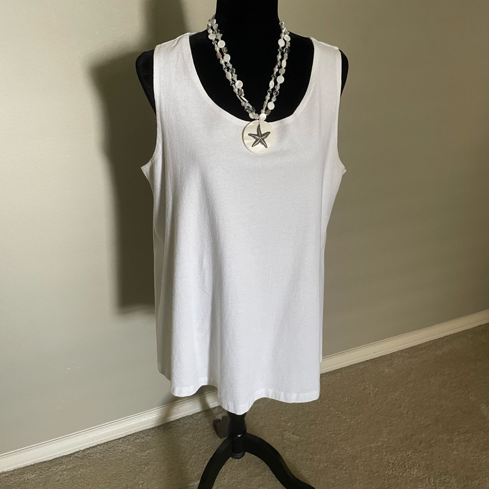 bryn Walker Classic off white cotton Tank Top